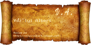 Vályi Albert névjegykártya