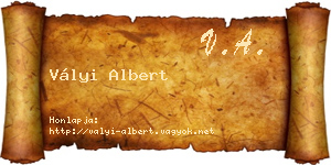 Vályi Albert névjegykártya